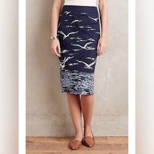 Anthropologie Maeve Shorebirds Pencil Skirt